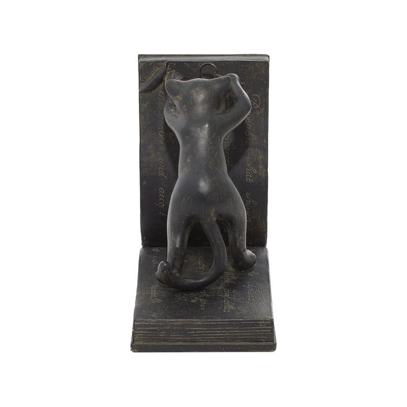 Deco 79 Polystone Cat Decorative Bookends Reading Non Skid Bookends, Set of 2 Office Bookends7"H, 6"W, Black - Image 4